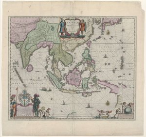 Een 17e-eeuwse kaart door Willem Janszoon Blaeu, die het huidige Indonesië en delen van Zuidoost-Azië toont